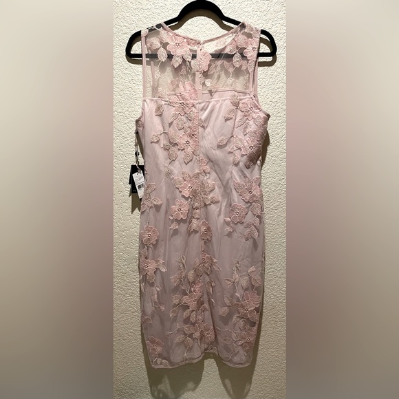NWT Adrianna Papell Floral Embroidered Sheath Rose Gold Dress Size 12 - Picture 7 of 16